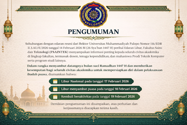 Pengumuman Libur Menyambut Ramadhan 1447 H FSAINTEK UMPalopo