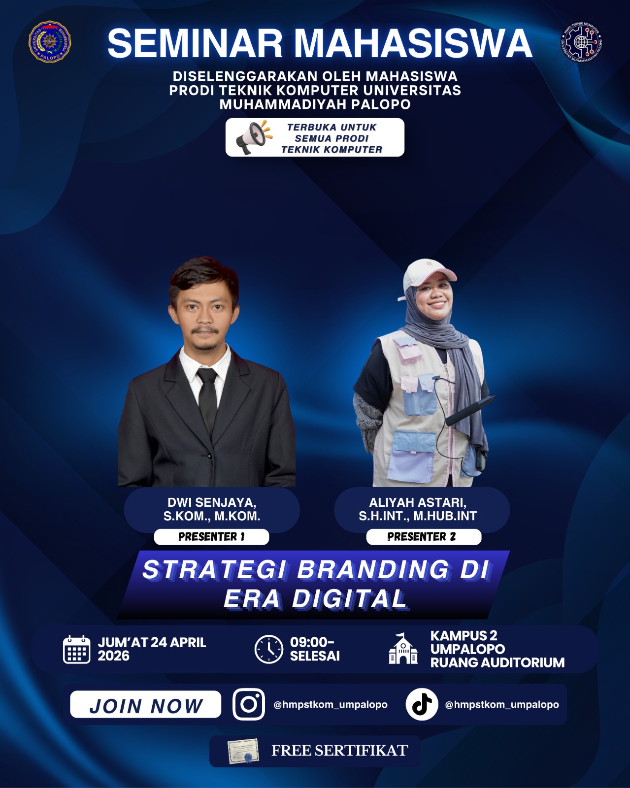 HMPS Teknik Komputer UMPalopo Gelar Seminar “Strategi Branding di Era Digital”