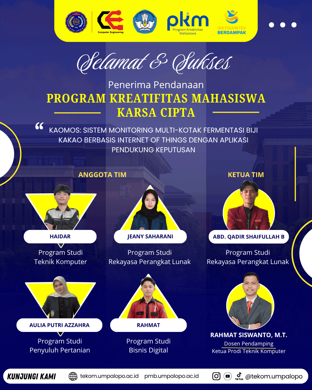 Mahasiswa Teknik Komputer UMPalopo Raih Pendanaan PKM-KC 2026 Lewat Inovasi Monitoring Fermentasi Kakao Berbasis IoT